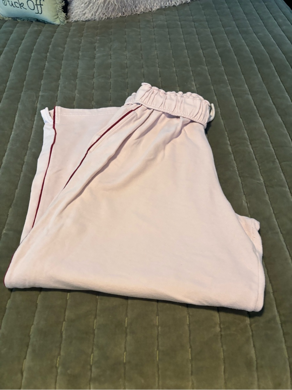 Urban Outfitters Light Pink Track Joggers with Maroon Piping